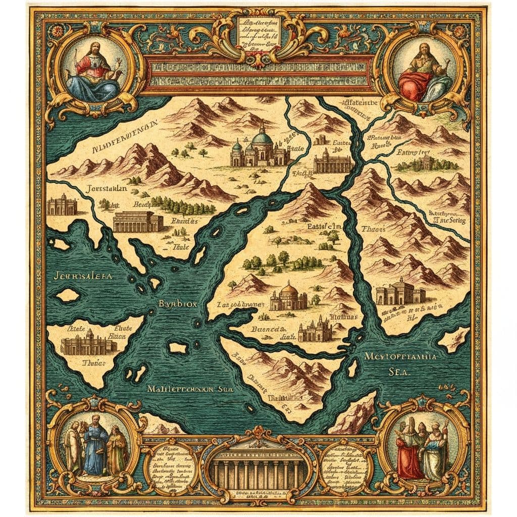 Mapa antiguo de las tierras bíblicas